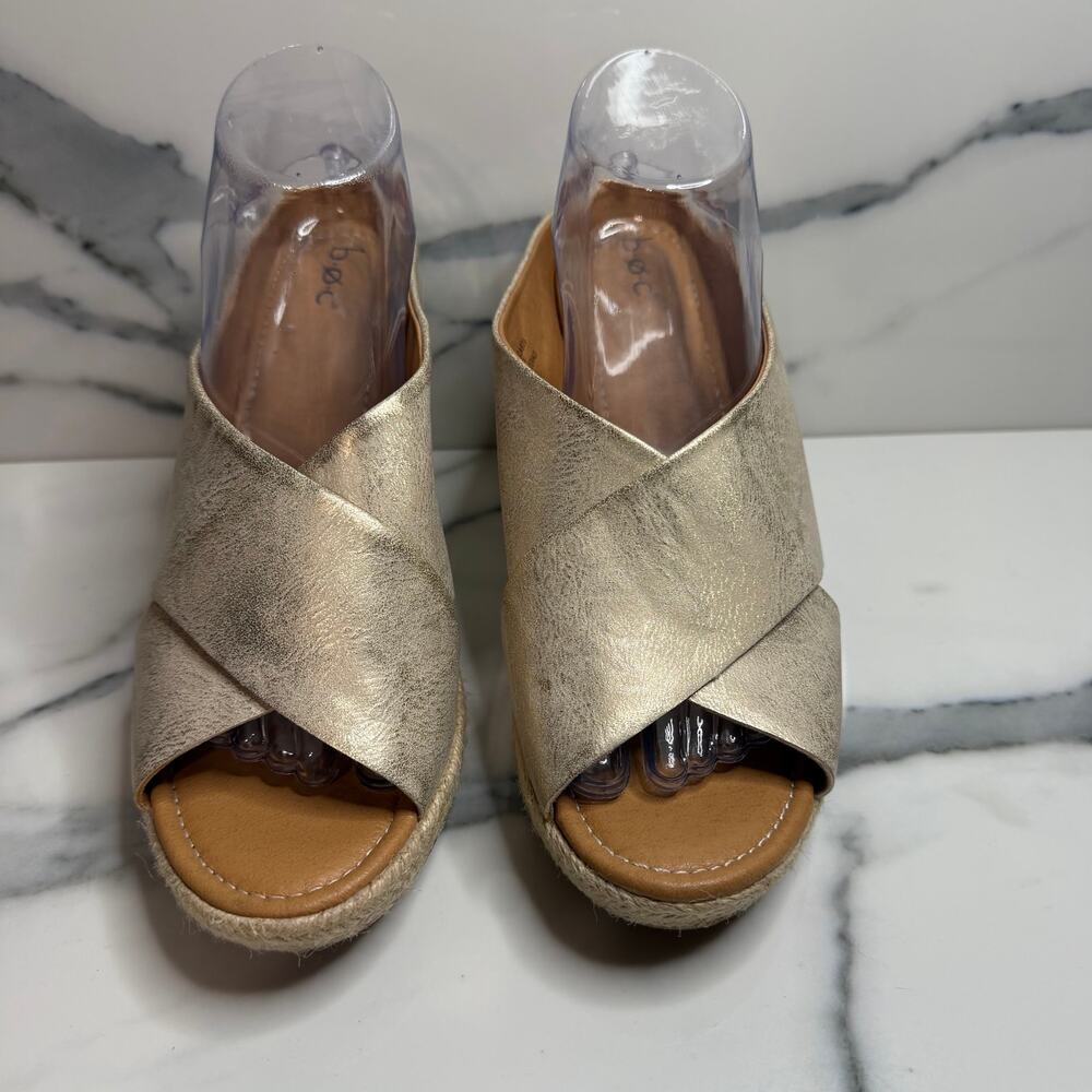 BOC Women's Metallic Braylin Espadrille Wedge Sandals Sz 10 Summer Boho Festival - Picture 2 of 8